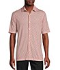 Color:Blush - Image 1 - Daniel Cremieux Signature Label Geometric Print Slub Short Sleeve Coatfront Shirt