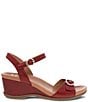 Color:Red Glazed Kid Leather - Image 2 - Arielle Leather Wedge Sandals