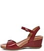 Color:Red Glazed Kid Leather - Image 4 - Arielle Leather Wedge Sandals