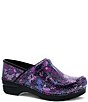 Color:Dotty Abstract Patent - Image 1 - Professional Dotty Abstract Print Patent Leather Slip-On Clogs