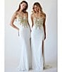 Color:White - Image 5 - Sequin Beaded Butterfly Bodice Lace-Up Back Long Dress