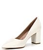 Color:Snow White - Image 4 - Remi Pointed Toe Block Heel Pumps