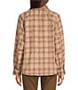 Color:Natural Brown - Image 2 - Plaid Point Collar Blouson Sleeve Button Front Shacket