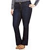 Color:Indigo - Image 1 - Plus Size #double;Ab#double;solution® Mid Rise Itty Bitty Bootcut Jeans