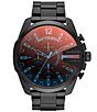 Color:Black - Image 1 - Men's Mega Chief Chronograph Black Stainless Steel Bracelet Watch