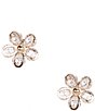 Color:Gold/CZ - Image 1 - Crystal CZ Stone Flower Stud Earrings