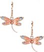 Color:Gold/Multi - Image 1 - Crystal Dragonfly Rhinestone Drop Earrings