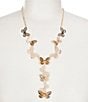 Color:Gold/Crystal - Image 1 - Multi Butterfly Crystal Etching Y Statement Necklace