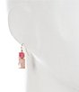 Color:Gold/Pink - Image 2 - Multi Pink Resin Oval & Square Stone Drop Earrings