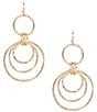 Color:Gold - Image 1 - Multi Textured Ring Drop Earrings