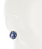 Color:Silver/Navy - Image 2 - Organic Round Clip On Drop Earrings