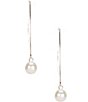 Color:White/Gold - Image 1 - Pearl Wire Loop Drop Earrings