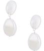 Color:White - Image 1 - Pebble Bead Double Drop Clip Earrings