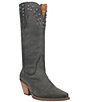 Color:Black - Image 1 - Talkin Rodeo Tall Studded Leather Western Boots