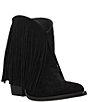 Color:Black - Image 1 - Tangles Suede Fringed Western Booties