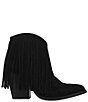 Color:Black - Image 2 - Tangles Suede Fringed Western Booties