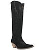 Color:Black - Image 1 - Thunder Road Suede Tall Western Boots