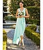 Color:honeydew - Image 5 - Chiffon Surplice V-Neck Sleeveless Faux Wrap High-Low Maxi Dress
