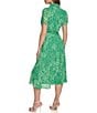 Color:Apple Multi - Image 2 - Collar V Neck Short Sleeve Ditsy Floral Print Chiffon Midi Dress
