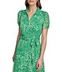Color:Apple Multi - Image 4 - Collar V Neck Short Sleeve Ditsy Floral Print Chiffon Midi Dress