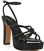 Color:Black - Image 1 - Delicia Leather Platform Ankle Strap Sandals