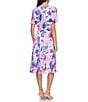 Color:Power Pink - Image 2 - Floral Print Round Neckline Short Sleeve Dress