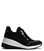 Color:Black/Dark Gunmetal - Image 2 - Kaden Canvas Zip Up Wedge Sneakers