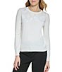 Color:Ivy/Ivy - Image 1 - Leopard Print Sequin Knit Crew Neck Long Sleeve Sweater