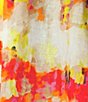 Color:Ivory/Orange - Image 4 - Printed Linen Crew Neck Short Puff Sleeve Top