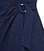 Color:Navy - Image 6 - Puff Sleeve Crepe Faux Wrap Dress