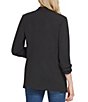 Color:Black - Image 2 - Scuba Crepe Ruched 3/4 Ruched Sleeve Open Front Jacket