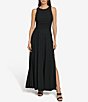 Color:Black - Image 1 - Sleeveless Crew Neck Ruched Maxi Dress