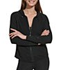 Color:Black - Image 1 - Sport Long Sleeve Full Zip Mini Slub Waffle Pocketed Hoodie
