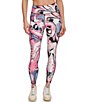 Color:Azalea Marble - Image 1 - Sport Marble Printed Stretch High Waist Pocketed 7/8 Length Leggings