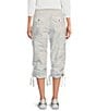 Color:Camo Steel Grey - Image 2 - Sport Peached Poplin Ribbed Waist Camo Print Convertible Cinched Cargo Capri Pull-On Pant