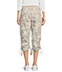 Color:Camo Sand - Image 2 - Sport Peached Poplin Ribbed Waist Camo Print Convertible Cinched Cargo Capri Pull-On Pant