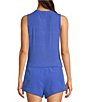Color:Amparo Blue - Image 2 - Sport Platinum Ribbed Twisted Front Crossover Tank