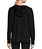 Color:Black - Image 2 - Sport Yoga Terry Tie Front Cropped Long Sleeve Hoodie
