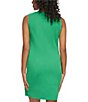 Color:Apple Green - Image 2 - Stretch Crew Neck Sleeveless Side Button Shift Dress
