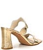Color:Gold Distressed Leather - Image 2 - Ilva Distressed Metallic Leather Wavy Band Slide Sandals