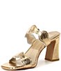 Color:Gold Distressed Leather - Image 4 - Ilva Distressed Metallic Leather Wavy Band Slide Sandals