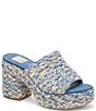 Color:Blue Multi Woven - Image 1 - Lady Platform Woven Sandals