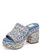 Color:Blue Multi Woven - Image 4 - Lady Platform Woven Sandals