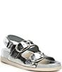 Color:Silver Distressed Leather - Image 1 - Starla Metallic Leather Sandals