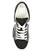 Color:Onyx Embossed Leather - Image 5 - Zina Embossed Leather Metallic Accent Sneakers