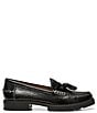 Color:Black - Image 2 - Lenny Crinkle Patent Leather and Calf Hair Tassel Platform Penny Loafers
