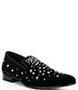 Color:Black - Image 1 - Men's Spencer Embellished Velvet Dress Slip-Ons