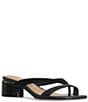 Color:Black - Image 1 - Mida Suede and Croco Print Patent Thong Slide Sandals