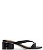 Color:Black - Image 2 - Mida Suede and Croco Print Patent Thong Slide Sandals