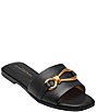 Color:Black - Image 1 - Haylen Leather Slide Sandals